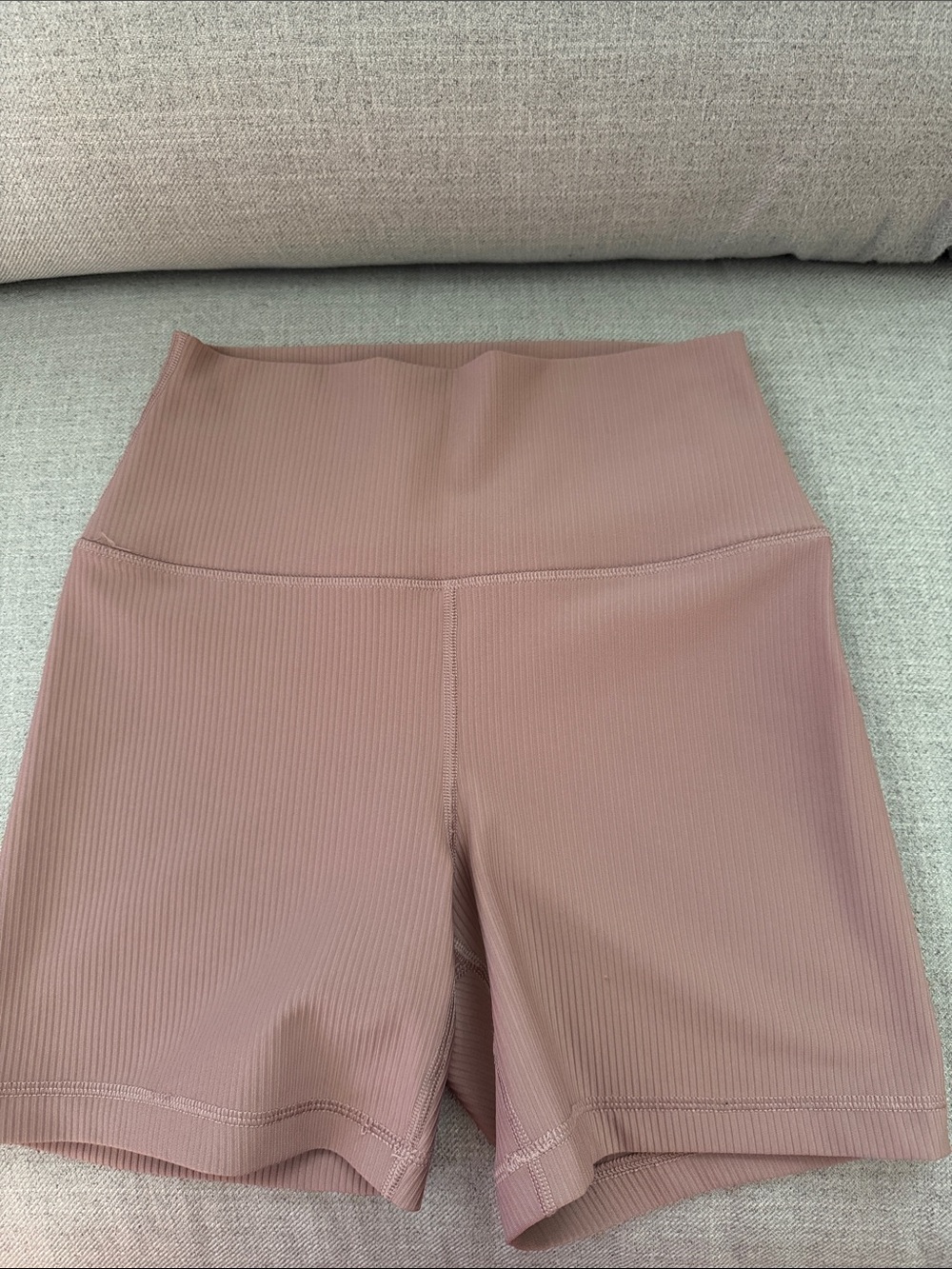 90 Degree By Reflex Ribbed High-Waist Bike Shorts in Mauve